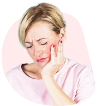 Woman with toothache holding her face